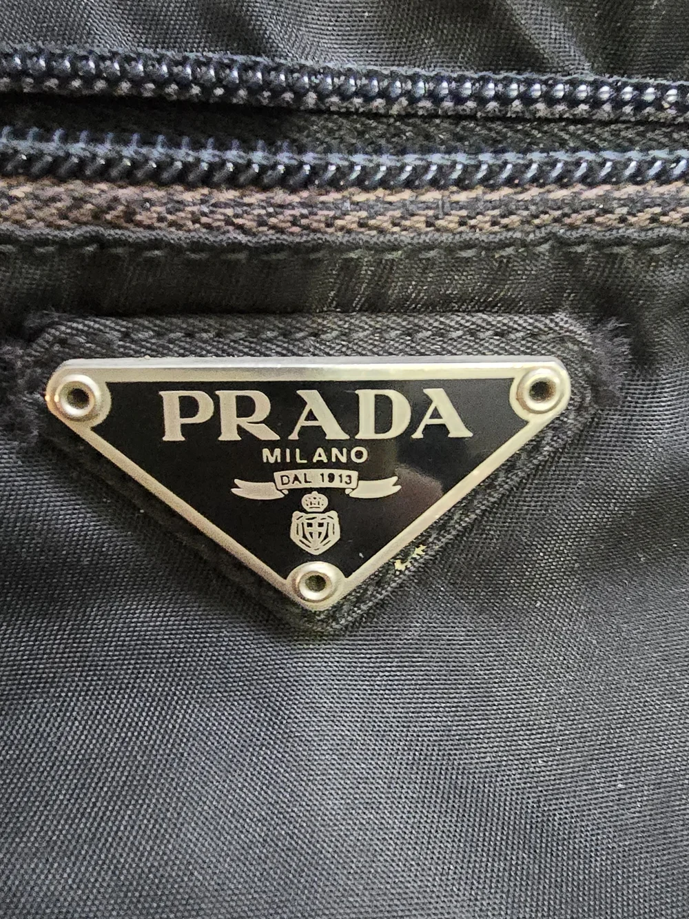Prada Black Nylon Messenger Crossbody with Logo Plaque
